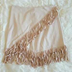 1. State Fringe Wrap Faux Suede Mini Skirt EUC